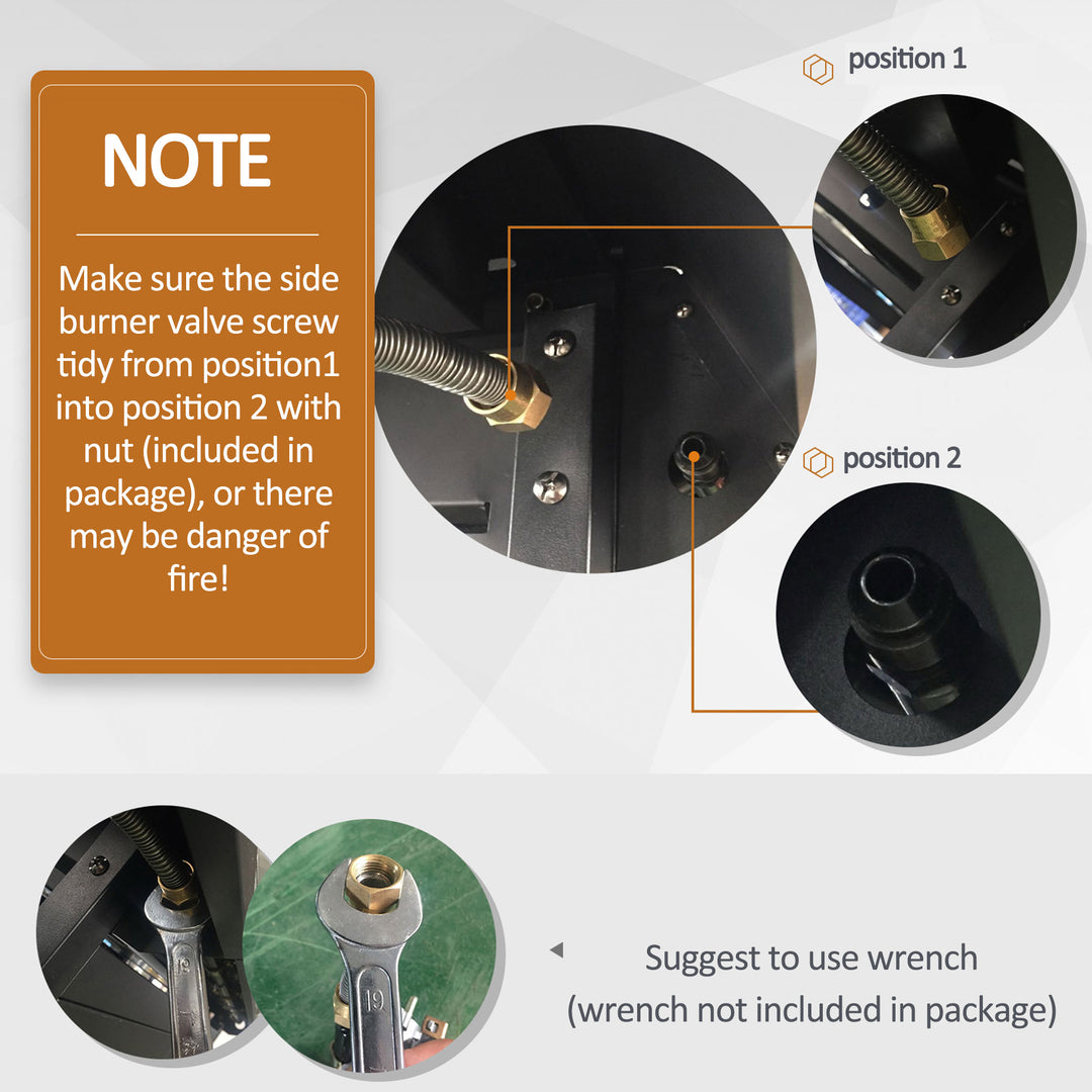 MCL Gas Barbecue Grill 4+1 Burner Garden Smoker BBQ Trolley w/ Side Burner Warming Rack Side Shelves Storage Cabinet Piezo Ignition Thermometer Stainless Steel + Metal