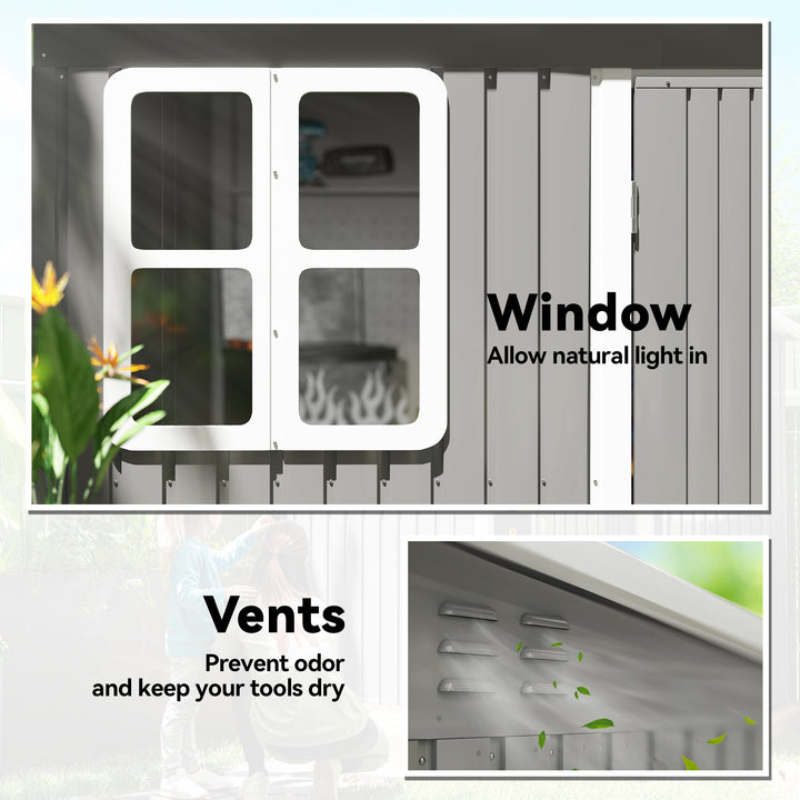 8.5 x 6ft Storage Shed Galvanised Steel Garden Shed, Metal Shed with F