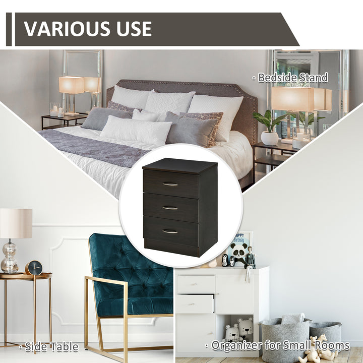 Bedside Cabinet with Drawer and Shelf, White Bedside Table for Bedroom, Living Room, Nightstand Side Table with Metal Rail Set of 2