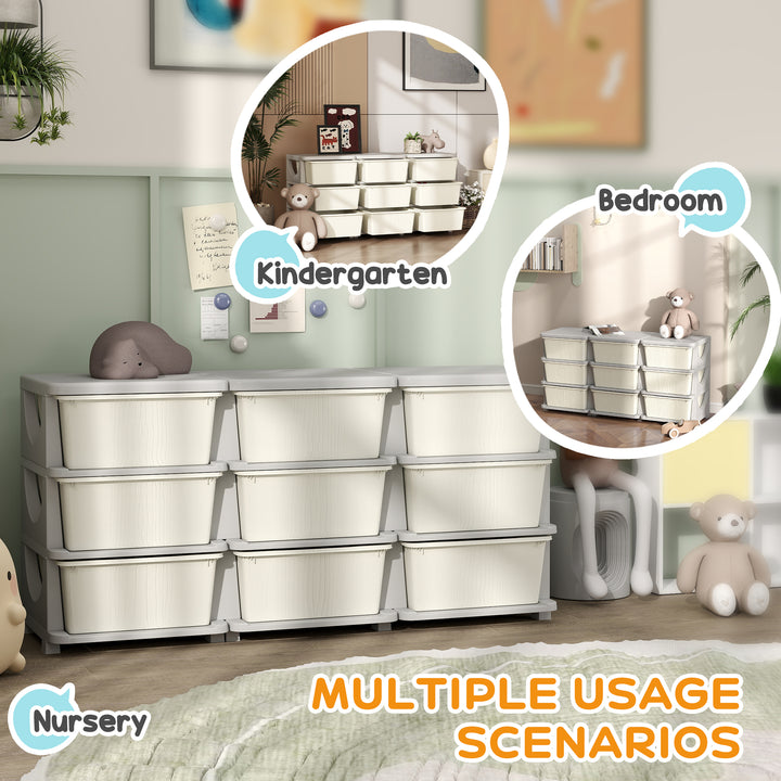 Kids Storage Unit, with Nine Drawers - Cream
