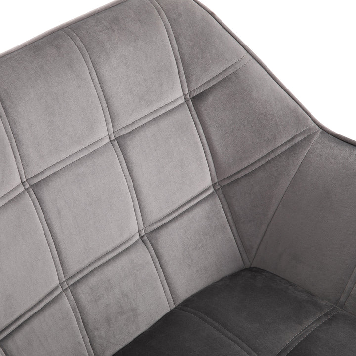 Armchair Accent Chair, Vanity Chair with Wide Arms, Slanted Back, Padding, Metal Frame, Wooden Legs, Home Bedroom Furniture Seating, Set of 2, Grey