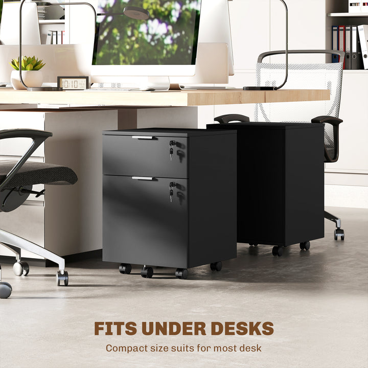 Two-Drawer Lockable Filing Cabinet - Black