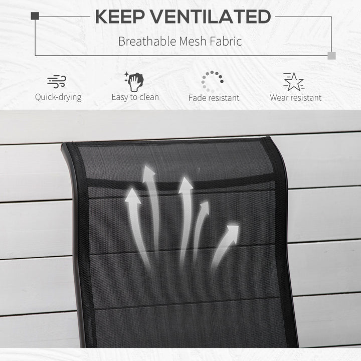 MCL Outdoor Gliding Rocking Chair with Sturdy Metal Frame Garden Comfortable Swing Chair, Black