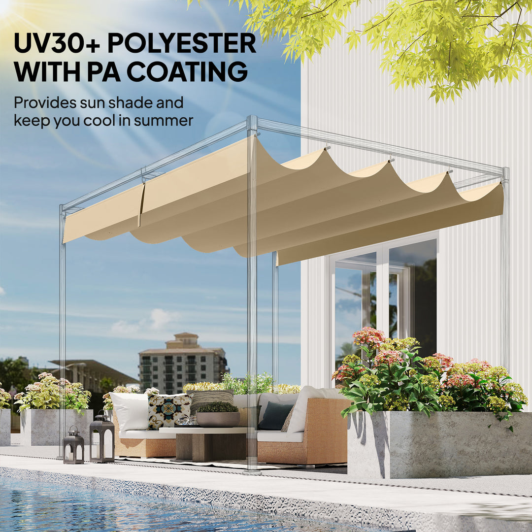 Retractable Pergola Canopy Only, 3.92 x 3.5 m, UV30+ Replacement Canopy Cover for 4 x 3 m Pergola
