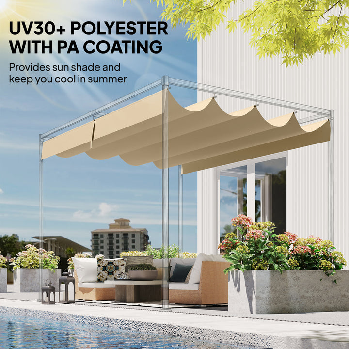 Retractable Pergola Canopy Only, 3.92 x 3.5 m, UV30+ Replacement Canopy Cover for 4 x 3 m Pergola