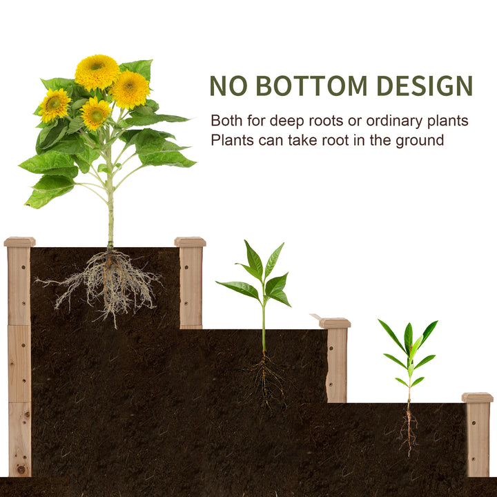 470L Raised Garden Bed, 3-Tier Planter Kit, Elevated Wooden Planters for Garden, Yard & Patio, 124 x 124 x 56 cm