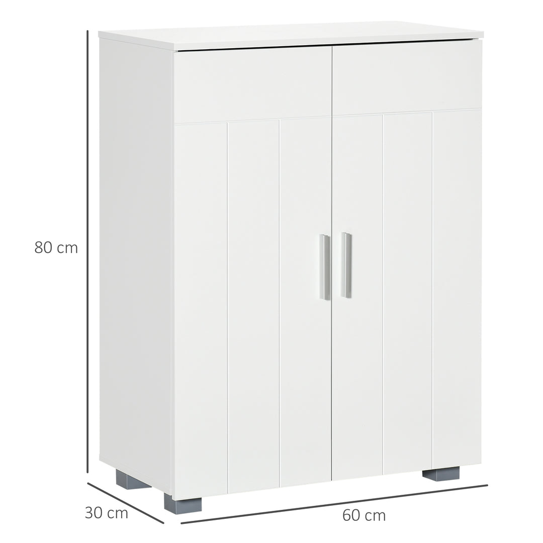 Modern Bathroom Floor Cabinet, Free Standing Linen Cabinet, Storage Cupboard with 3 Tier Shelves, White