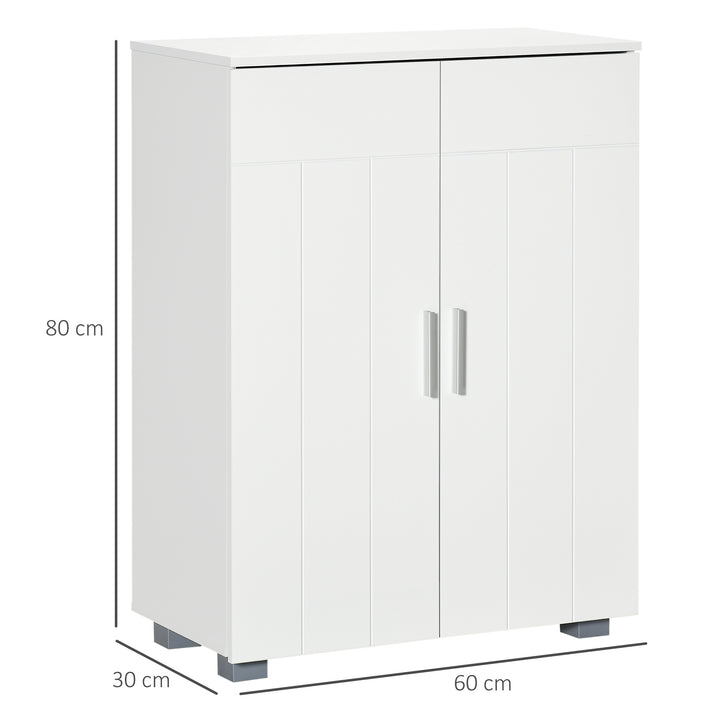 Modern Bathroom Floor Cabinet, Free Standing Linen Cabinet, Storage Cupboard with 3 Tier Shelves, White