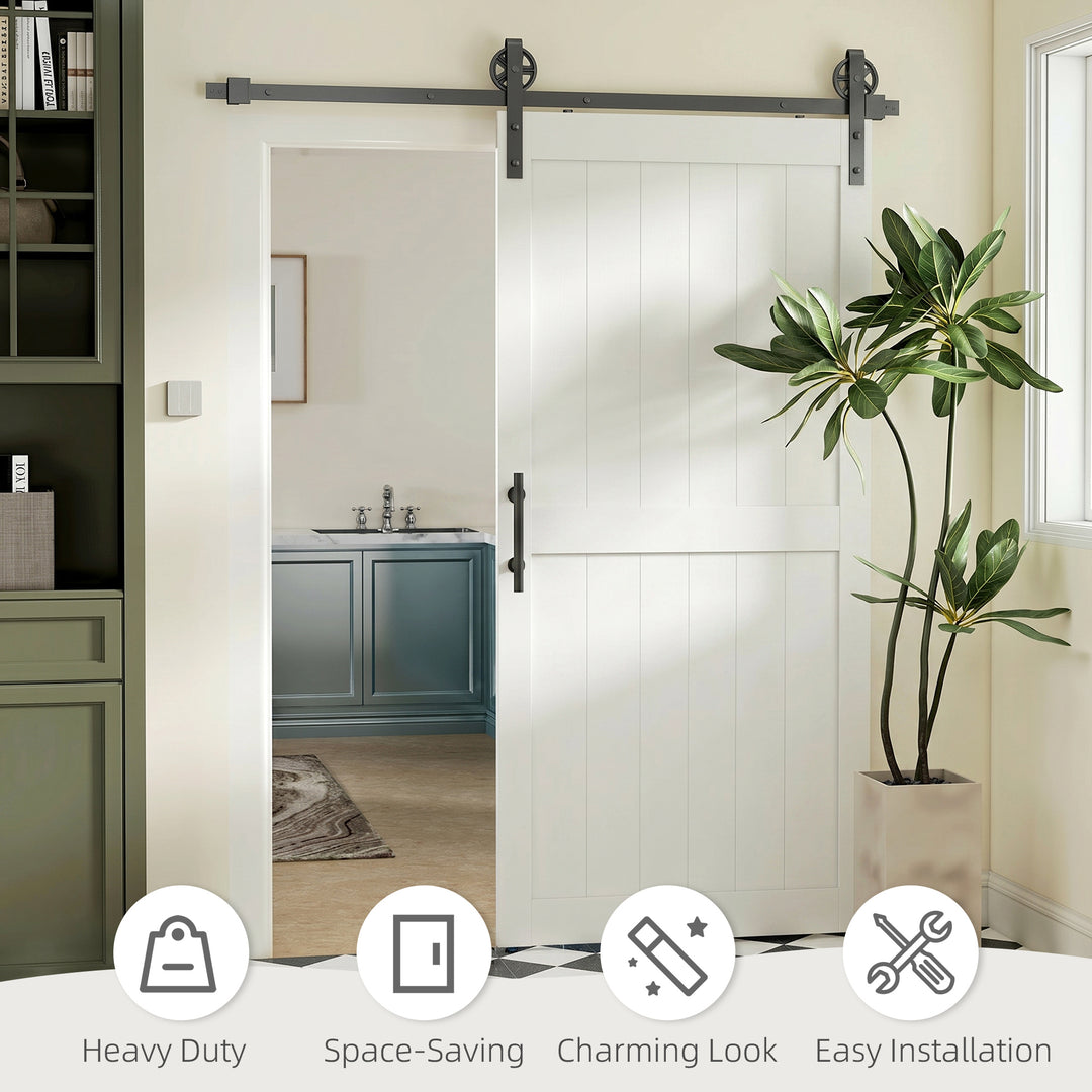 213.4cm Sliding Barn Door Kit, Sliding Door with Track, Hardware, Upgr