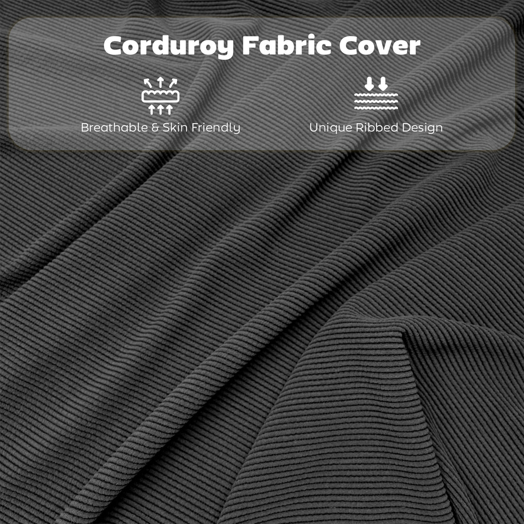 Set of Four Folding Corduroy Seat Chairs - Dark Grey