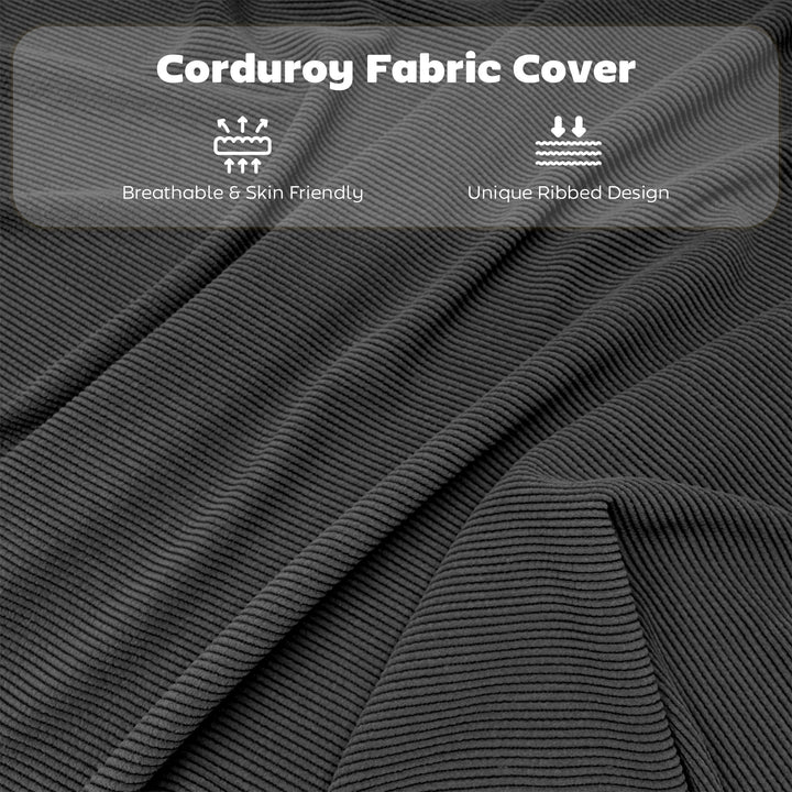 Set of Four Folding Corduroy Seat Chairs - Dark Grey