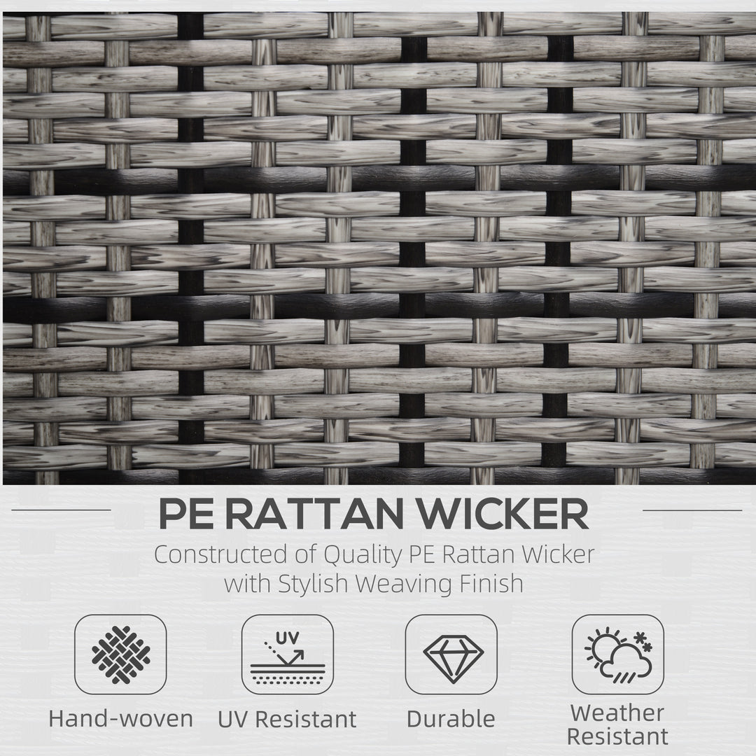 Single Seater Rattan Chair Sofa with 10 cm Thick Padded Cushion, All-Weather PE Wicker Weave Garden Armchair with Armrests, Grey