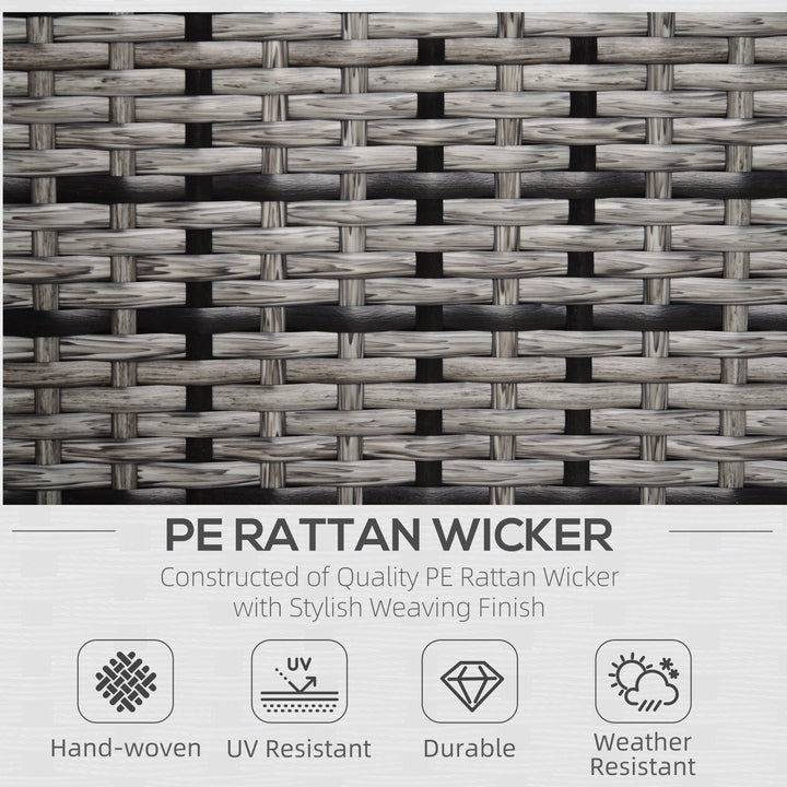 Single Seater Rattan Chair Sofa with 10 cm Thick Padded Cushion, All-Weather PE Wicker Weave Garden Armchair with Armrests, Grey