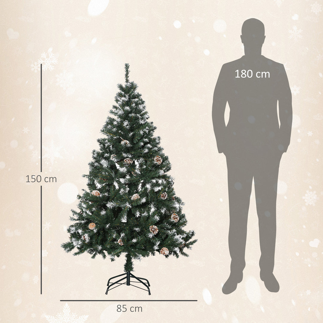5FT Artificial Christmas Tree with Pine Cones, Holiday Home Xmas Decoration Automatic Open, Green