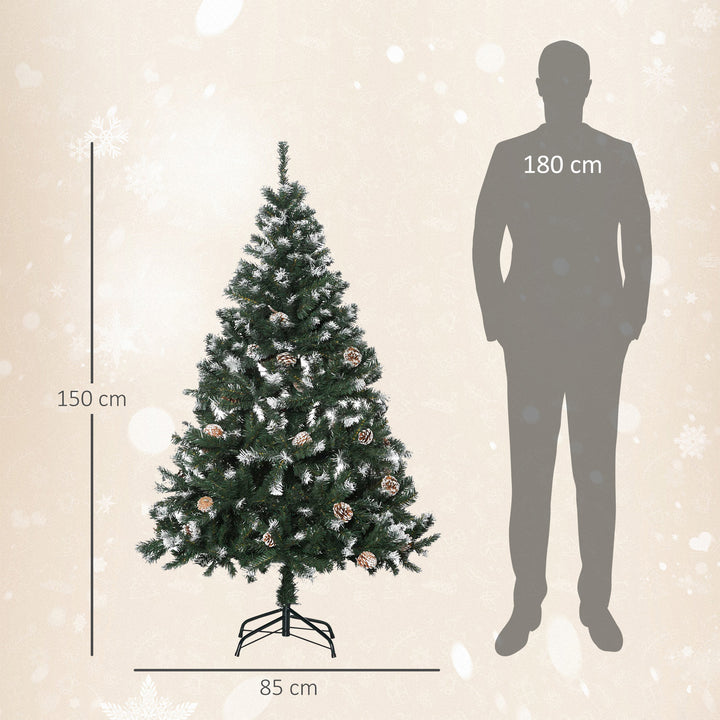 5FT Artificial Christmas Tree with Pine Cones, Holiday Home Xmas Decoration Automatic Open, Green