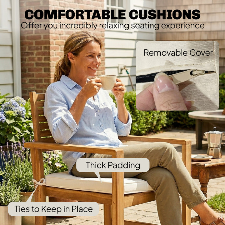 4 Seater Wooden Garden Furniture Set with Loveseat, Armchairs, Table, 