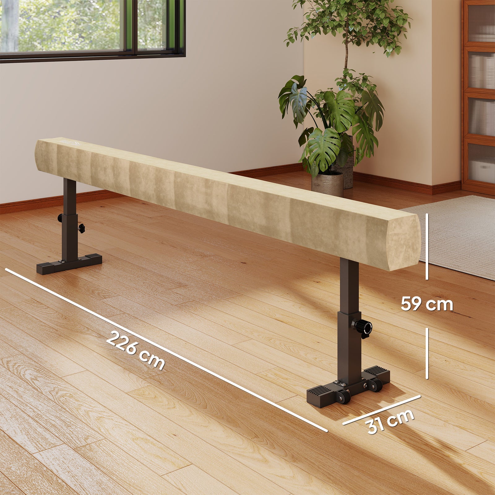 7.5ft Adjustable Balance Beam, Gymnastics Beam with Wheels, Gymnastics