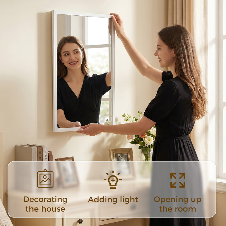 Wall-Mounted Bathroom Mirror, 70 x 50 cm Wall Mirror for Living Room, 