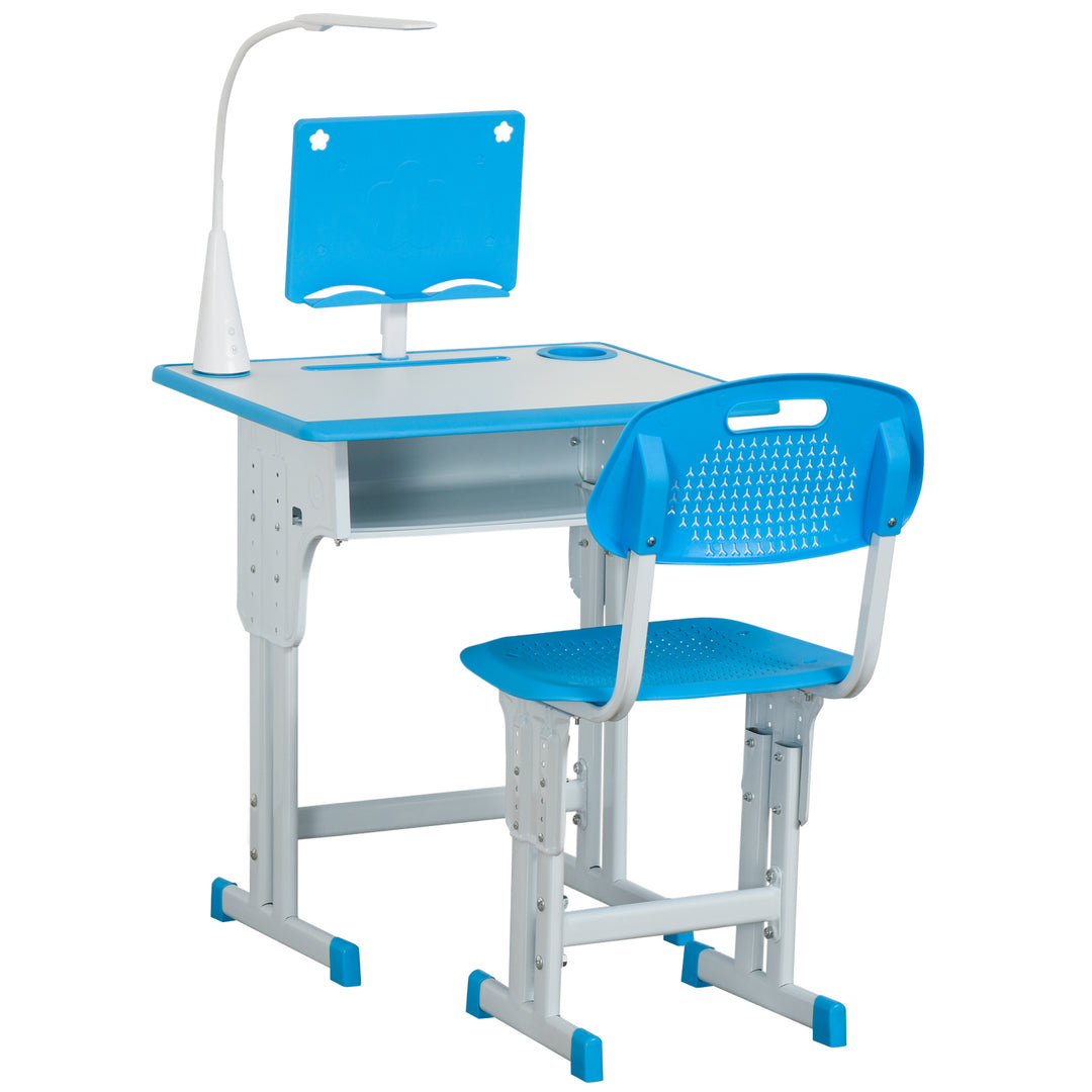 Kids Desk and Chair Set Adjustable Height Study Table Set with Drawer,