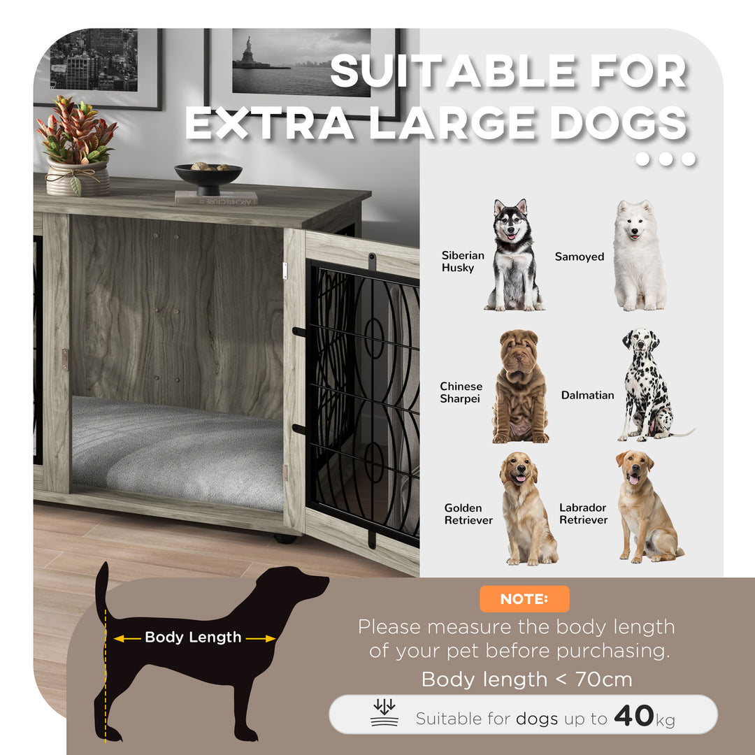 PawHut 44.5" Indoor Dog Crate Furniture End Table with Soft Washable Cushion, Lockable Front Door, for Extra Large Dogs | Aosom UK