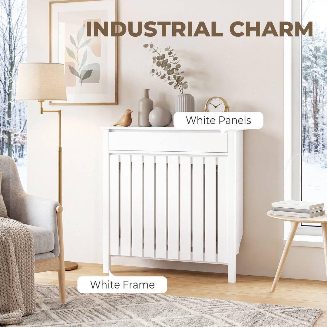 93 x 88.5cm Rustic-Look Radiator Cover - White
