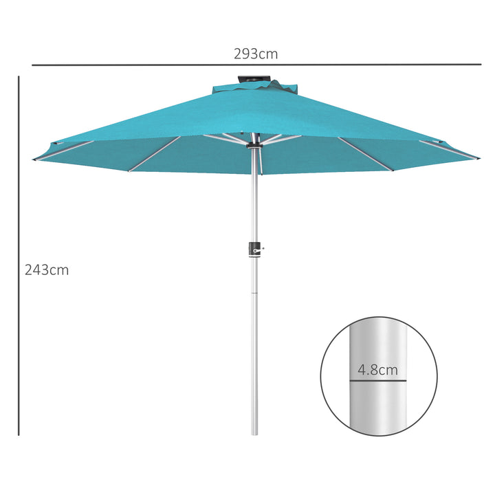 3m Parasol, with Solar-Powered LED Lights - Blue