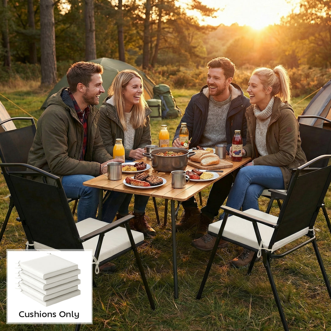 Set of 6 Outdoor Seat Cushions with Machine Washable Cover, Water Repe