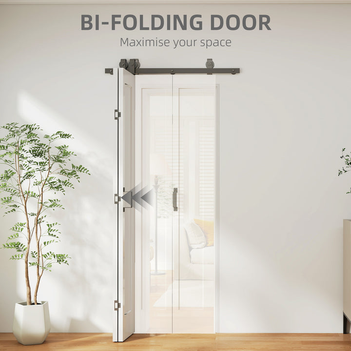 Slide Door, 70cm Modern Sliding Door Set Kit with Steel Rail, White