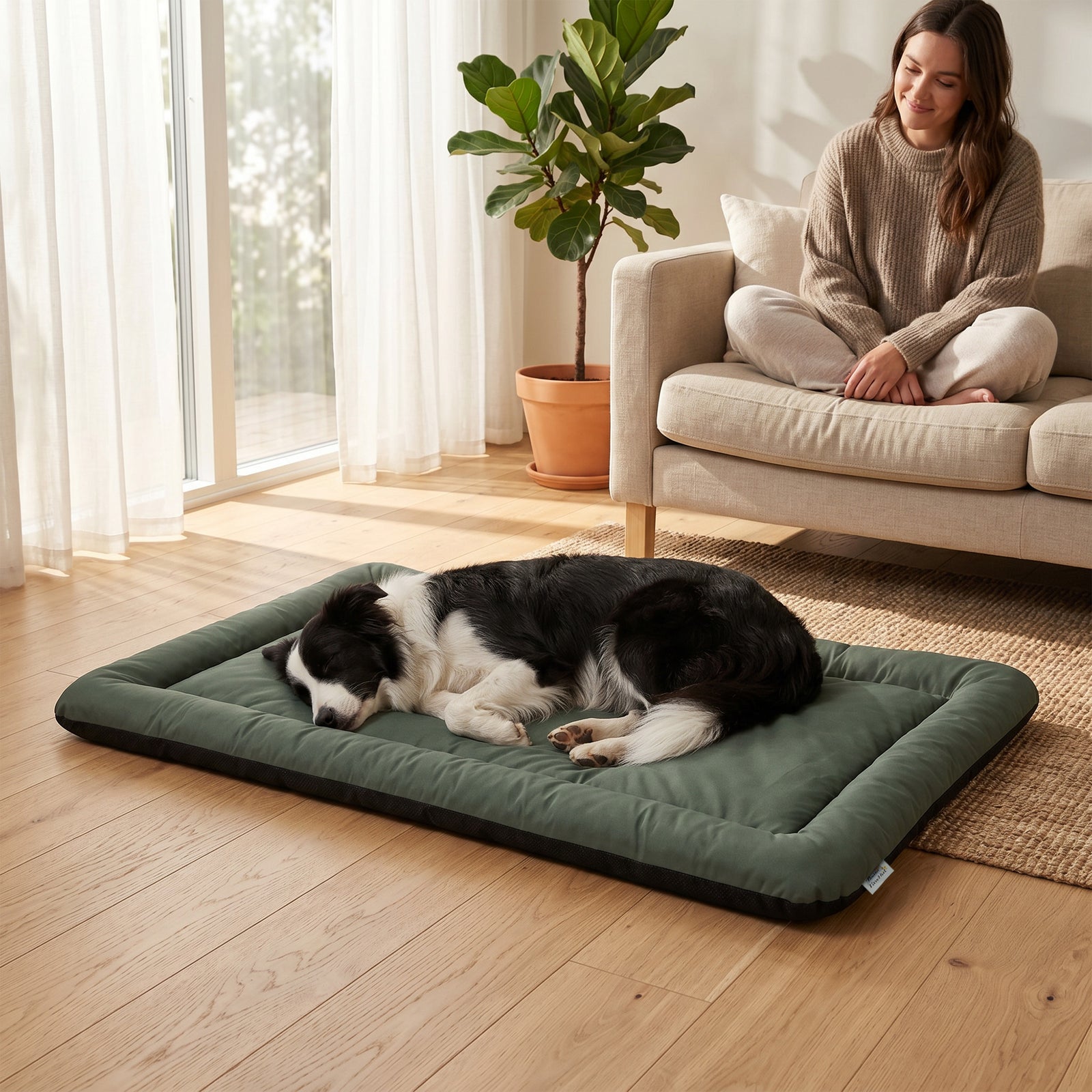 Waterproof Dog Bed, Foldable Pet Bed with Anti-Slip Bottom, Machine Wa