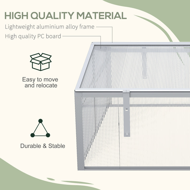 Outsunny Polycarbonate Greenhouse, Aluminium Frame, Grow House for Flowers Vegetables, 100 x 100 x 48 cm