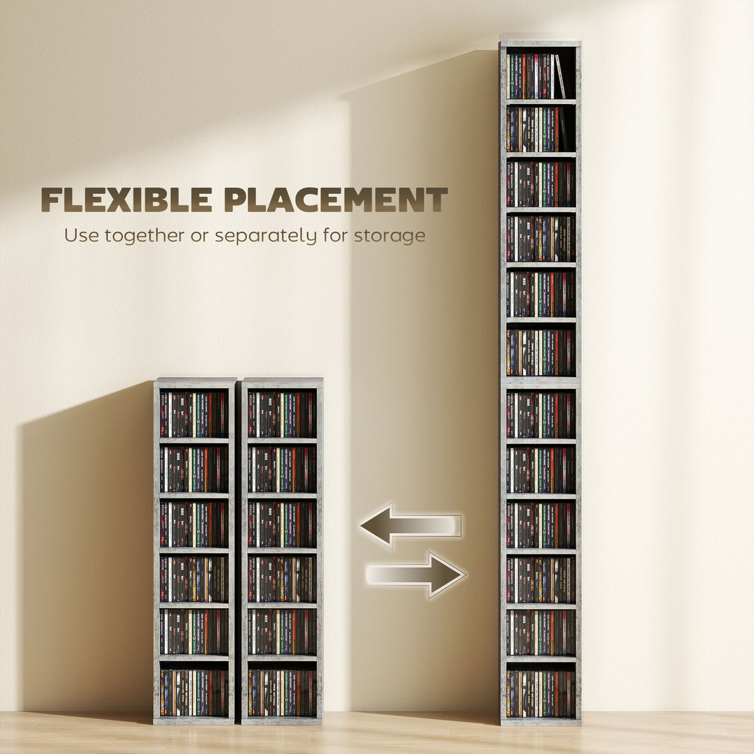 Set of 2 CD Media Display Shelf Unit Tower Rack with Adjustable Shelve