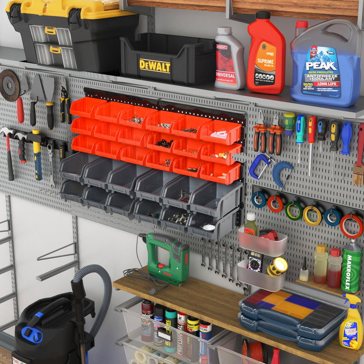30 Cubbie On-Wall Storage Board Tool Screw Organiser Garage Workshop DIY Container w/ Screw Kit Tool Equipment Tidy