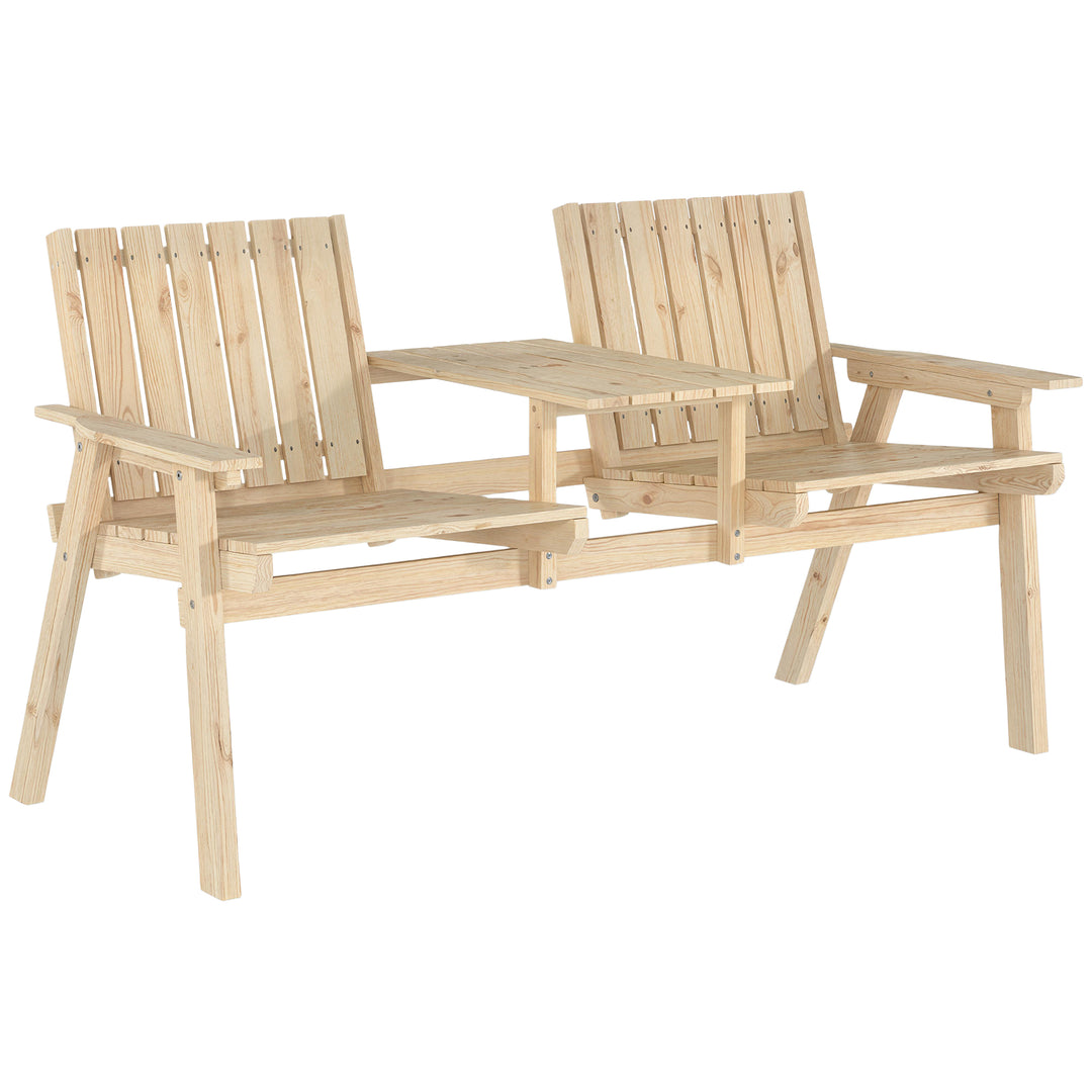 2-Seater Garden Loveseat with Table and Parasol Hole for Porch, Patio,