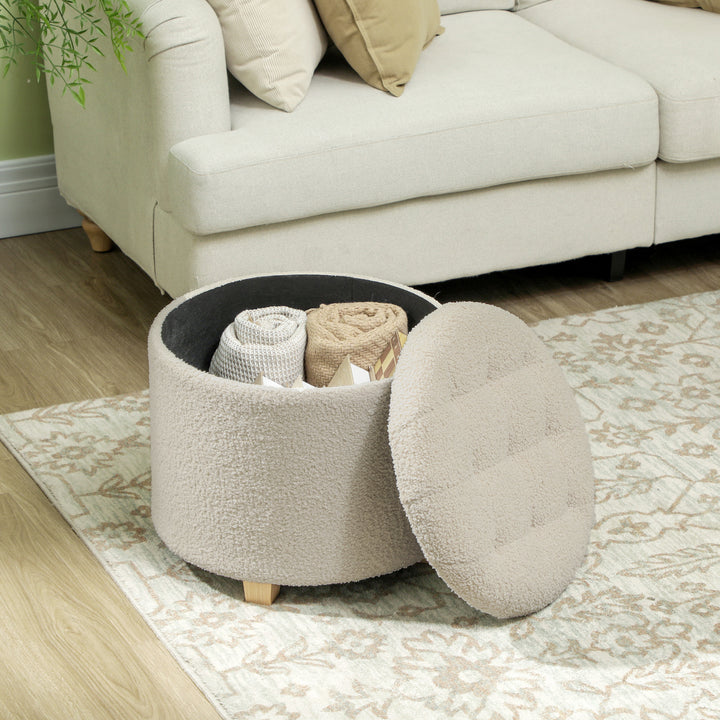 40.5L Teddy Fleece Storage Ottoman - Cream White