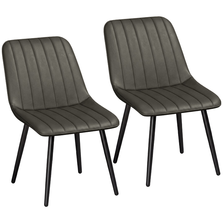 Faux Leather Upholstered Kitchen Chairs, Modern Dining Chairs Set of - Grey