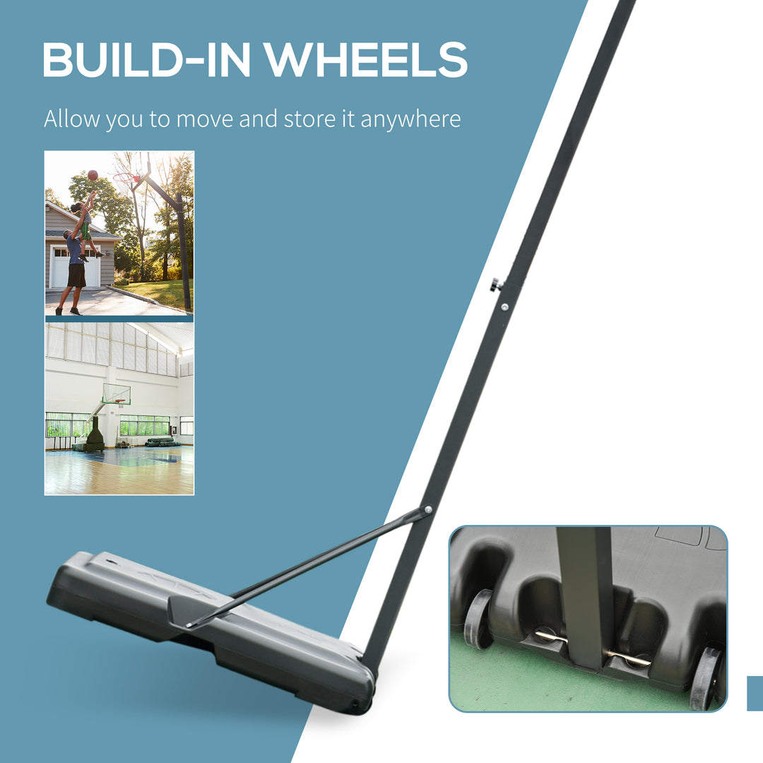 MCL Portable 10ft Basketball Backboard Hoop Set Professional Outdoor Freestanding Basketball Stand with Wheels for Adults and Children, Adjustable High 2.55M-3.05M