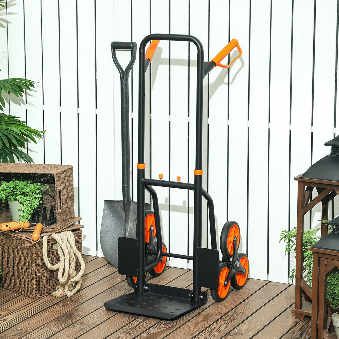Six-Wheel Folding Sack Barrow Trolley - Black/Orange