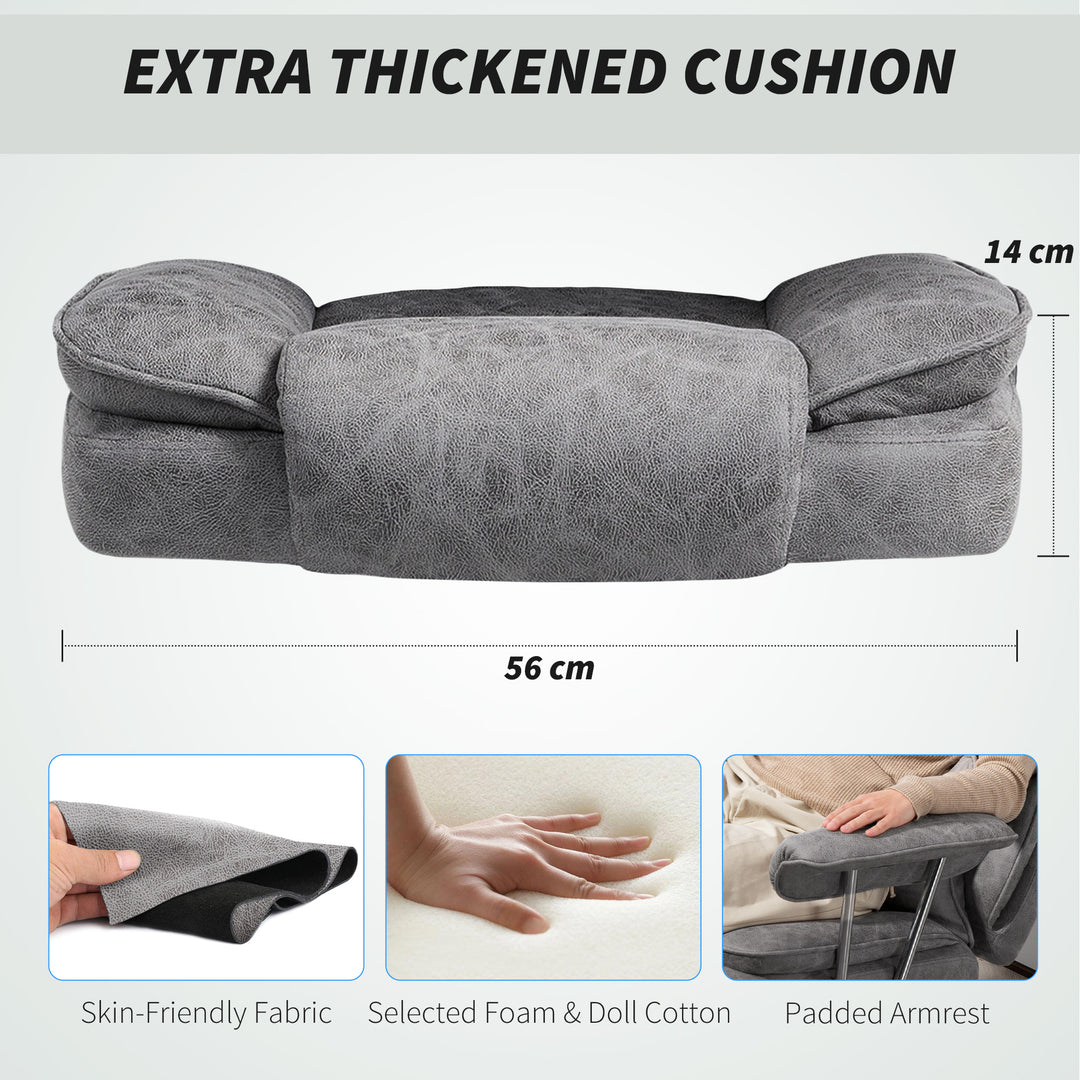 Leathaire Reclining Office Chair with Lumbar Support Pillow - Grey