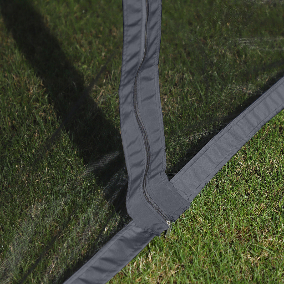 MCL 3 x 4m Aluminium Garden Gazebo, Marquee Canopy Shelter Pavilion Party Tent with Nets and Curtains for Garden and Deck, Black