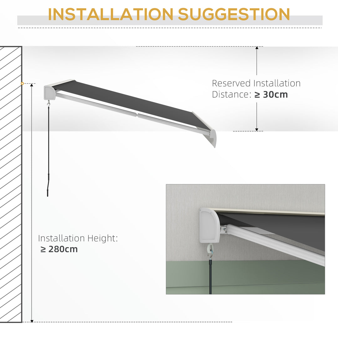 Outsunny 3 x 2.5m Electric Retractable Awning with Remote Controller, Aluminium Frame Sun Canopies for Patio Door Window