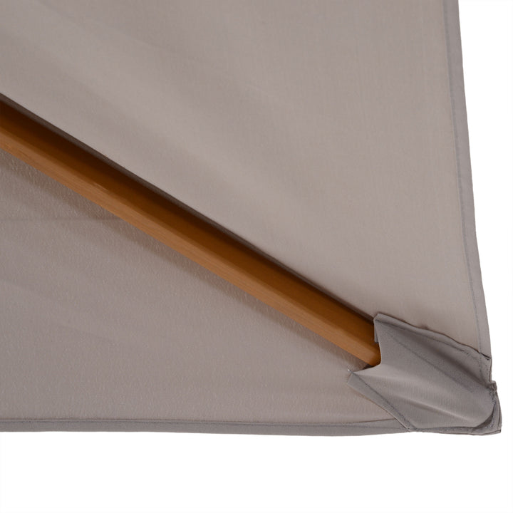 MCL 2 x 3m Wooden Garden Parasol Umbrella Outdoor Sun Shade Canopy, Table Market Umbrella with Vent, 38 mm Pole, Rope Pulley Mechanism, Light Grey