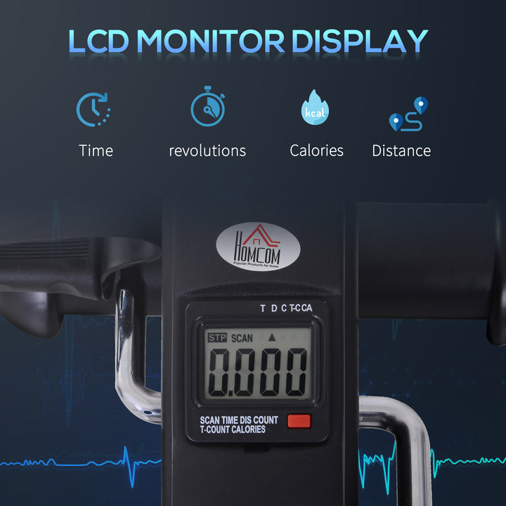 MCL Mini Exercise Bike, Portable Pedal Exerciser, Under Desk Bike with LCD Display for Legs and Arms Training, Black