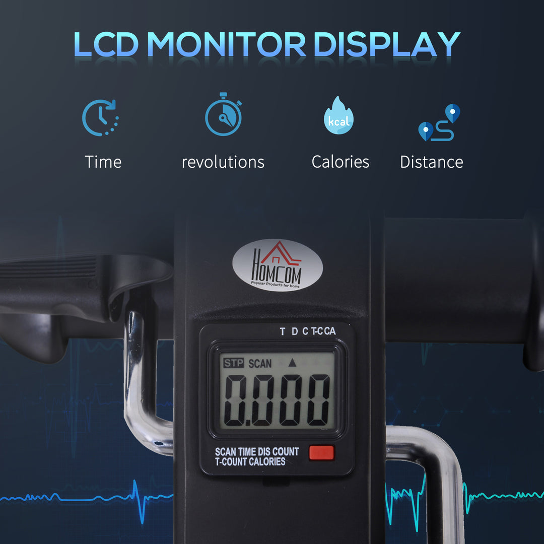Mini Exercise Bike, Portable Pedal Exerciser, Under Desk Bike with LCD Display for Legs and Arms Training, Black