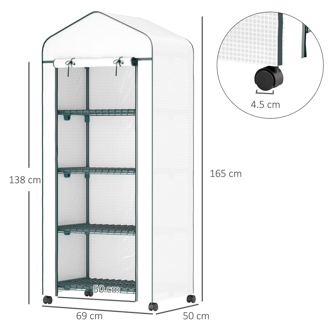 4 Tier Mini Portable Greenhouse Compact Plant Grow Shed Metal Frame PE