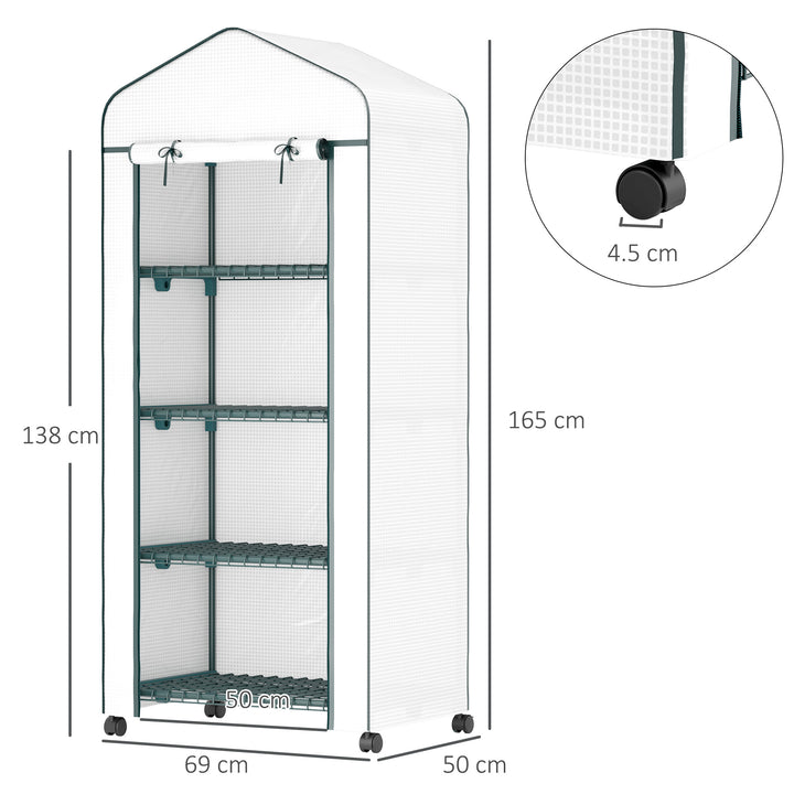 4 Tier Mini Portable Greenhouse Compact Plant Grow Shed Metal Frame PE
