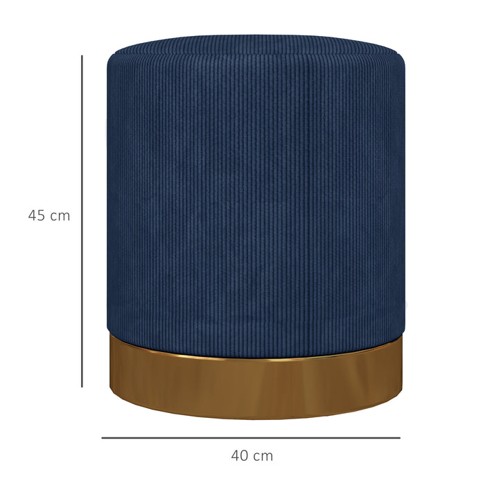 Soft Padded Corduroy Footstool - Dark Blue