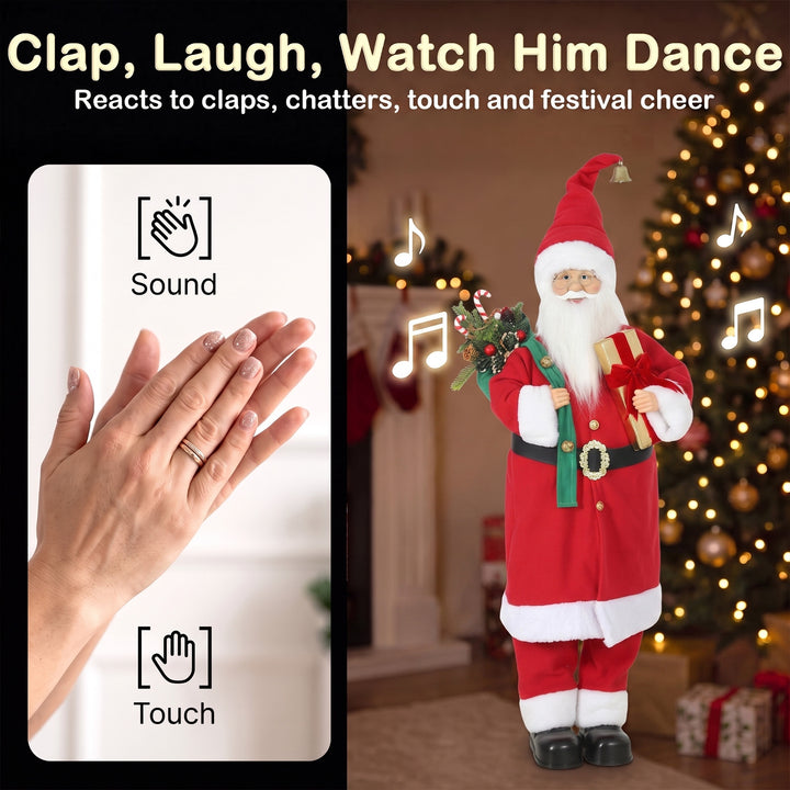 4ft Singing Dancing Santa Claus, Standing Christmas Animated Santa - view 5