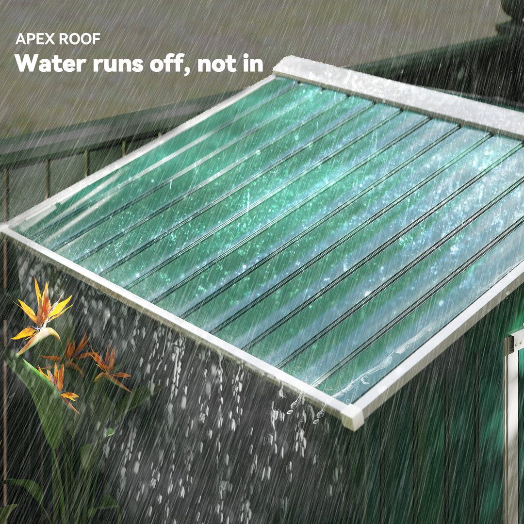 MCL 7 x 4ft Metal Garden Shed, Outdoor Storage Tool House with Ventilation Slots, Foundation Kit and Lockable Double Doors, Green