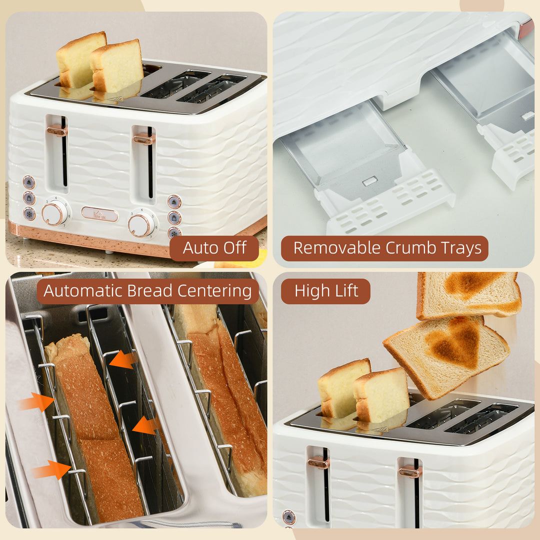Four-Slice Rippled Toaster - White