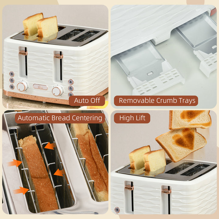 Four-Slice Rippled Toaster - White